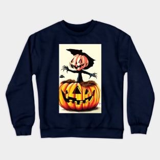 Halloween Scary Evil Pumpkin Funny Pumpkin Head Crewneck Sweatshirt